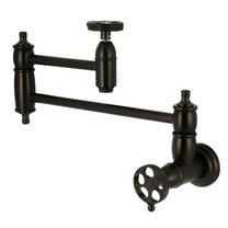 Kingston Brass KS3105RKX Webb Wall Mount Pot Filler Faucet with Knurled Handle, Oil Rubbed Bronze