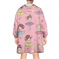 thumbnail image 2 of Ballet Princess Pattern Wearable Oversized Blanket,Wearable Blanket Hoodie for Adults,Cozy Hooded Blankets with Super Pockets,Super Warm Fuzzy Pullover for Women & Men, 2 of 6