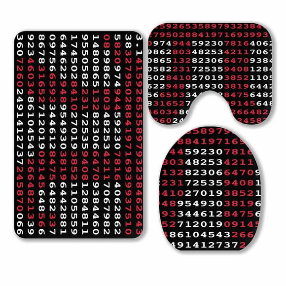 YUSDECOR Pi Sign And Pi Numbers On Black Background 3 Piece Bathroom Rugs Set Bath Rug Contour Mat and Toilet Lid Cover