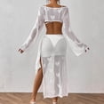 thumbnail image 4 of Taqqpue 2 Piece Swimsuit Coverup for Women Crochet Hollow Out Sexy Bathing Suit Cover Up Beach Crop Top Drawstring Skirt Sets, 4 of 5