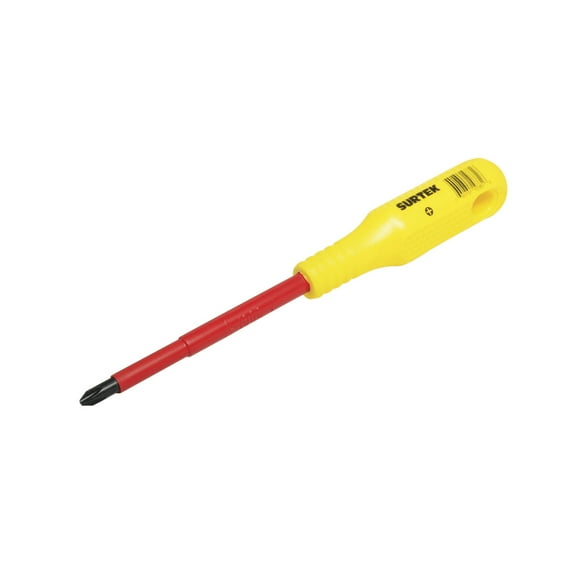 Surtek 1000V Insulated Screwdriver Round Shank Phillips® No.1x3" , D401V
