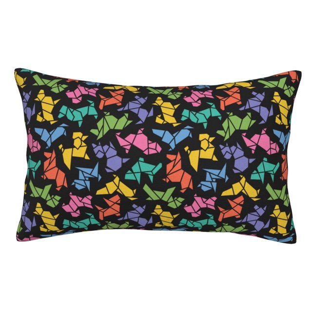 Fotbe Colorful Geometric Dog Funda de Almohada Decorativa Estilo Occidental, Lujo en Algodón, Fundas para Almohadas King, Cojín Estampado para Decoración del Hogar-16"x24"