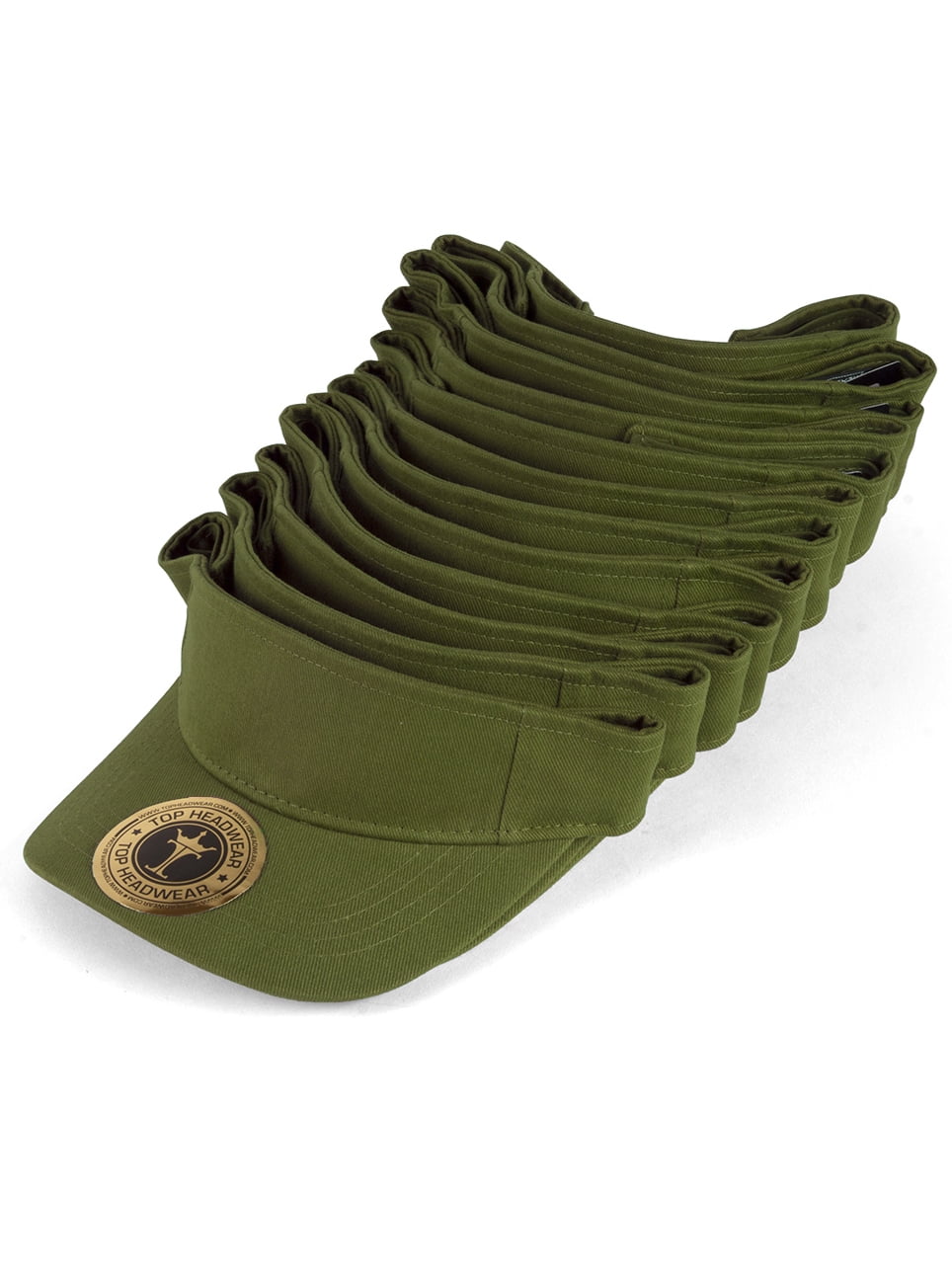 Blank Adult Adjustable 12 Pack Lot Dozen Bulk Visor, Olive