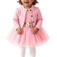 thumbnail image 5 of Toddler Girl 2 Piece Princess Outfit Long Sleeve Knit Cardigan Floral Waist Sleeveless Tulle Dress Fall Clothes Set for 3 Months To 3 Years Pink, 5 of 6