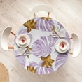 thumbnail image 4 of Ambesonne Tropical Fitted Round Tablecloth, Bicolour Art Lilly Flowers, 40"- 44" Diameter, Pale Purple Amber Mustard, 4 of 5