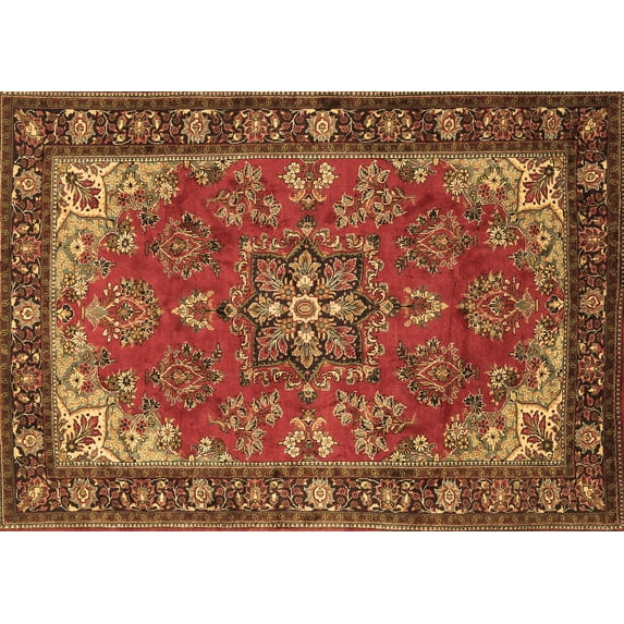 Ahgly Company Indoor Rectangle Medallion Brown Traditional Area Rugs, 8' x 12'