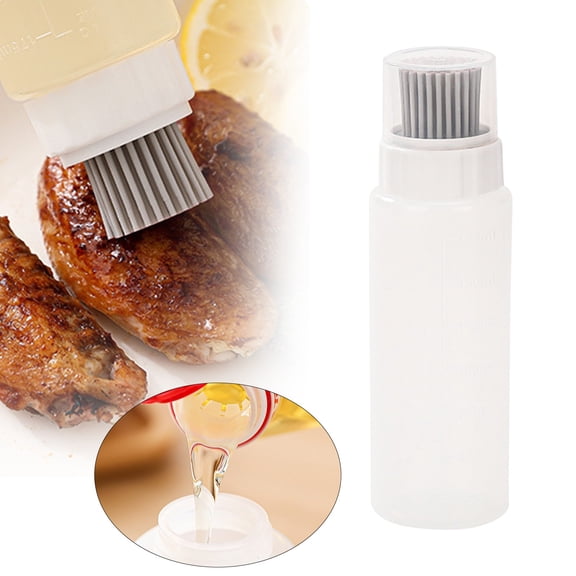 Food - Grade Silicone Oil Brush Bottle, Soft Heat - Resistant, Reusable Basting Tool with Scale, Outdoor Grill Oil Dispenser, Kitchen Squeeze Bottle