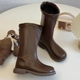 thumbnail image 4 of XXWXYD Baby Boot Fashion Autumn Winter Children Boots Boys Girls Ankle Boots Thick Soles Non Slip Classic Casual Solid Color Simple British Style(5.5-6 Years,Brown), 4 of 9