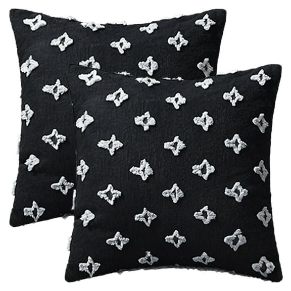 REGALWOVEN 2 Pcs Jacquard Decoration Throw Pillow Cover Modern Pattern Pillow Cases for Home Sofa Bed Black 18" x 18"