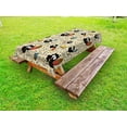thumbnail image 1 of Doodle Outdoor Tablecloth, Hungry Owls with Lots of Bones and Chunks of Meat Eating Cute Drawing Doodle, Decorative Washable Fabric Picnic Table Cloth, 58 X 84 Inches,Black Multicolor, by Ambesonne, 1 of 2