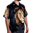 thumbnail image 2 of Leo Constellation Men's Casual Printed Hawaiian Poplin Button Down Short Sleeve Beach Shirt Unisex, 2 of 6