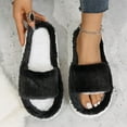 thumbnail image 6 of Xucatan Women's Fuzzy Fluffy Furry Fur Slippers Flip Flop Open Toe Cozy House Memory Foam Sandals Slides Soft Flat Comfy Anti-Slip Spa Indoor Outdoor Slip on Gift, 6 of 9