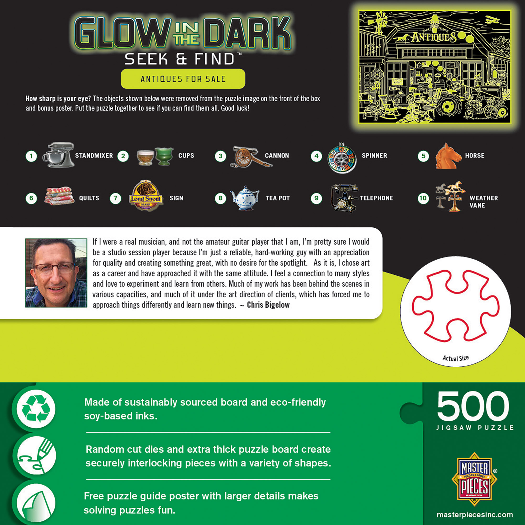Hidden Images Glow In The Dark - Antiques for Sale 500 Piece Puzzle
