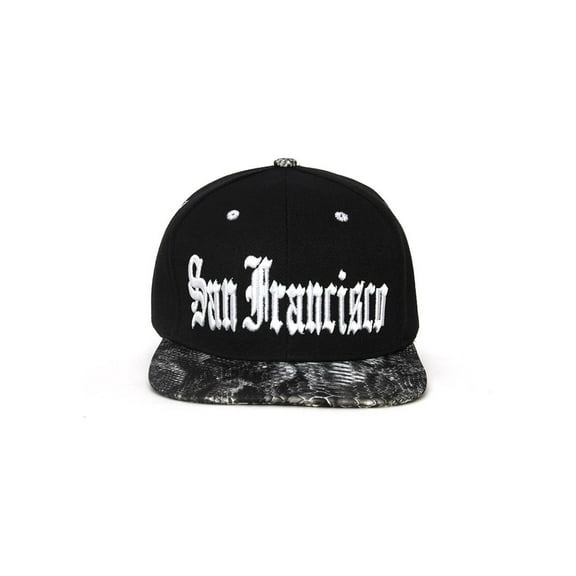 City Black/Snakeskin Olde English Adjustable Baseball Cap - San Francisco