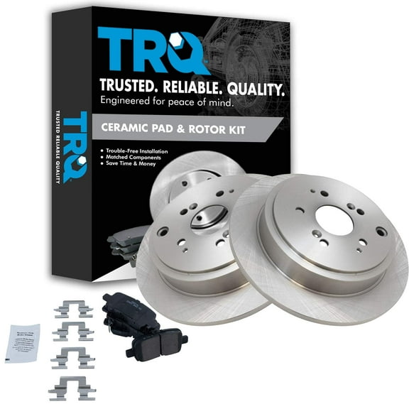 TRQ Rear Brake Pad & Rotor Kit Brake Pads Brake Rotor Ceramic Fits Select 2001-2006 Acura MDX 2003-2008 Honda Pilot
