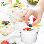 EcoQuality [25 Count] 8 oz Disposable White Paper Soup Containers - Half Pint Ice Cream Containers, Frozen Yogurt Cups, Restaurant, Microwavable, Take Out, to Go Deli Containers, Recyclable