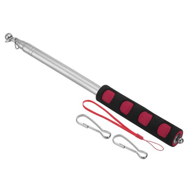 Unique Bargains 2M/6.5ft Telescopic Handheld Flagpoles,1Set Pointer Stick with Sponge Handle Red