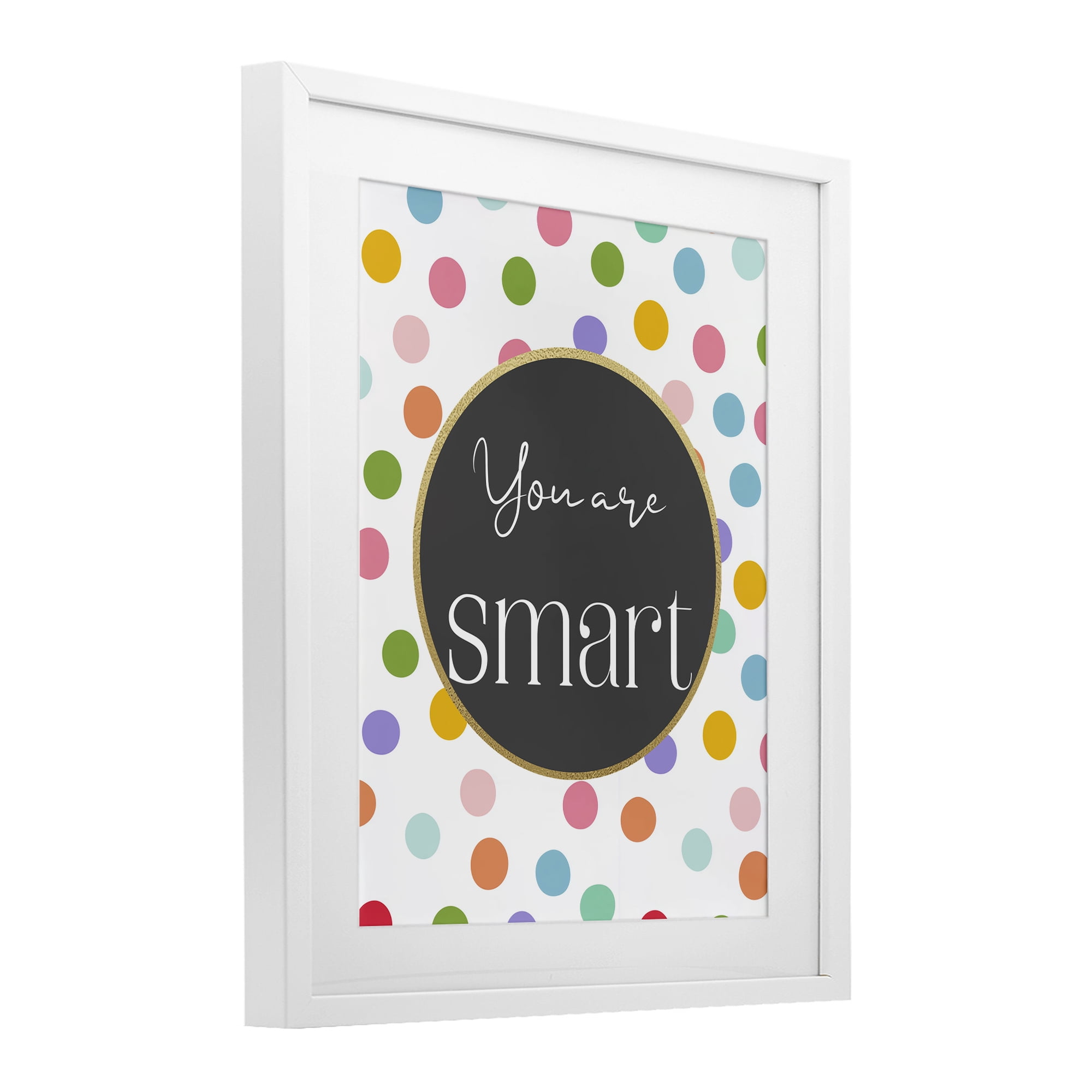 Stupell Industries You Are Smart Polka Dots White Framed Print Under Glass, design by Christine Simpson Art