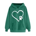 thumbnail image 3 of Feancey Womens Oversized Hoodie Cute Heart Paw Printed Hooded Sweatshirts Fleece Long Sleeve Soft Hoodies with Pocket Mint Green XXL, 3 of 6