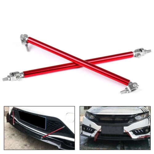 2pc Adjust Front Bumper Lip Splitter Spoiler Strut Rod Tie Support Bar 200mm Red