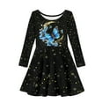 thumbnail image 4 of DISNIMO Butterfly Print Dress for Girls Moon Child Dress Girl Floral Long Sleeve Dress Kids Girls Casual Dresses Size 7-8 Girls Cute Dress Kids Twirly Dress Kid Mini Dress Girls Swing Dress Black, 4 of 6