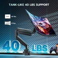 thumbnail image 4 of ARES WING Single Monitor Arm with USB, Heavy Duty Adjustable Monitor Arm for 13"-49" Screens, Gas Spring Monitor Arm Desk Mount with Clamp & Grommet Base Holds up to 40 lb, VESA 75x75 100x100, Black, 4 of 10