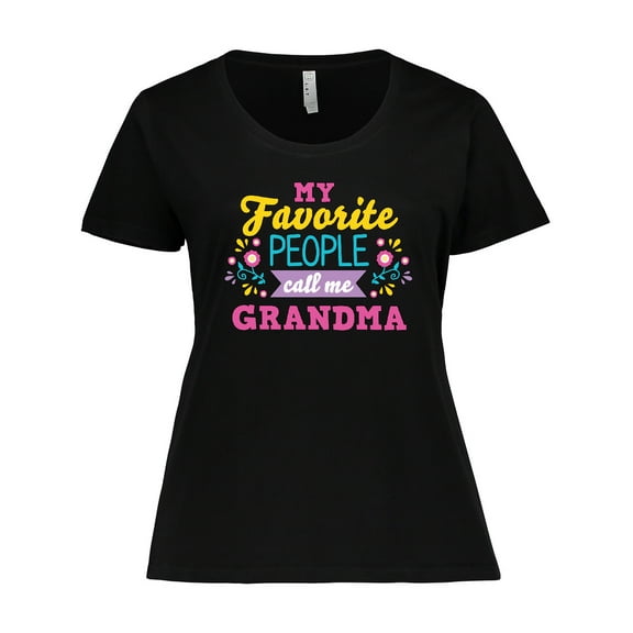 Inktastic My Favorite People Call Me Grandma with Flowers Women's Plus Size T-Shirt