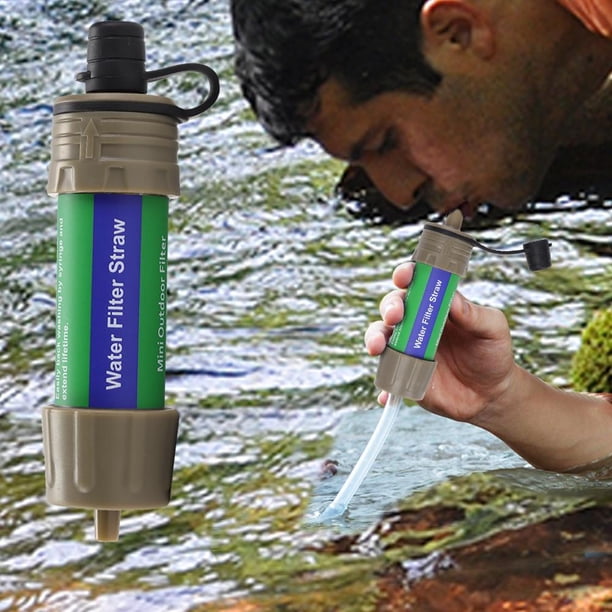 Purificador De Agua Tmvgtek Sistema De Filtración De Agua De Emergencia Paja De Filtro De Agua Para Acampar (Verde Militar)