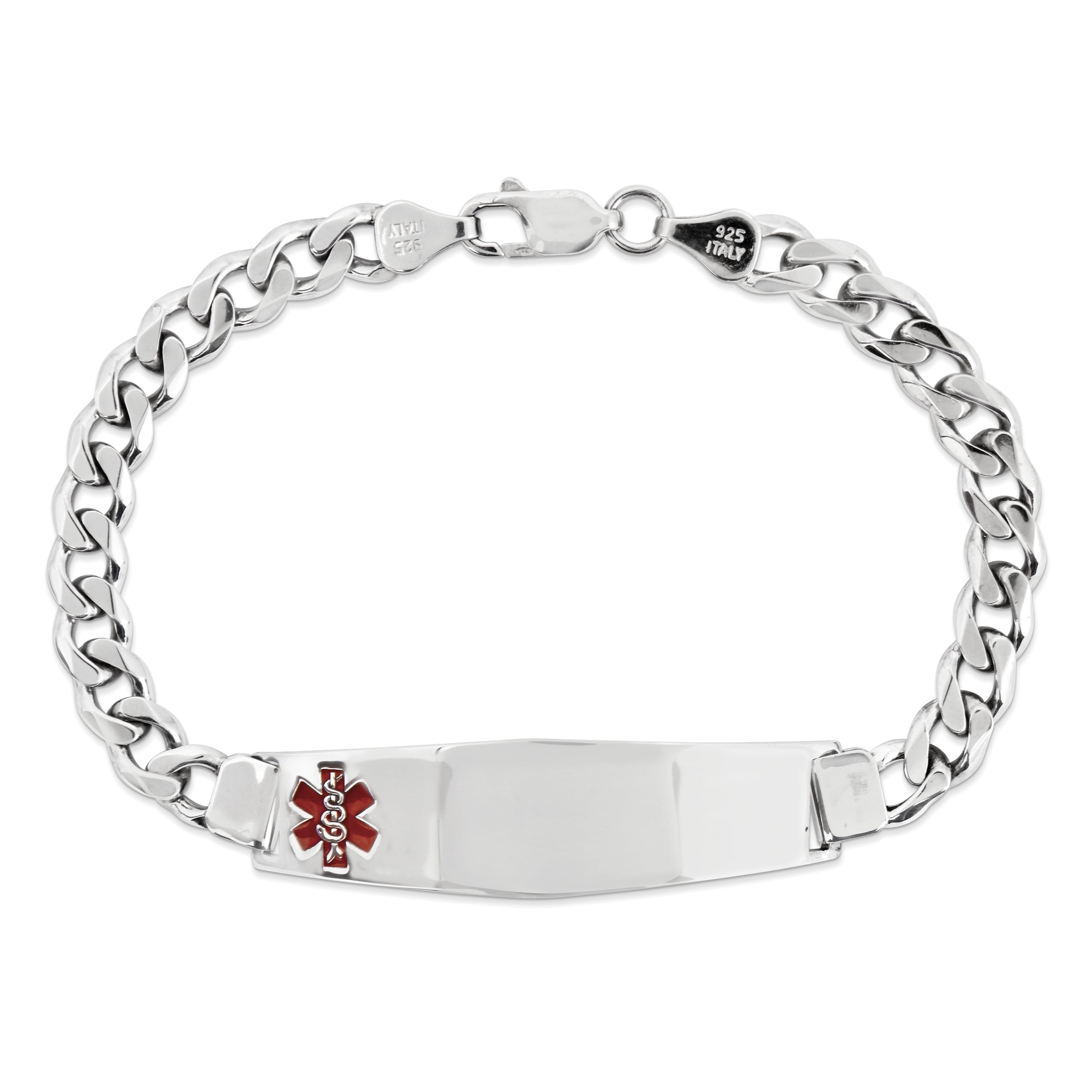 Sterling Silver Rhodiumplated Medical ID Curb Link Bracelet 8 Inch "Bracelets Walmart Canada