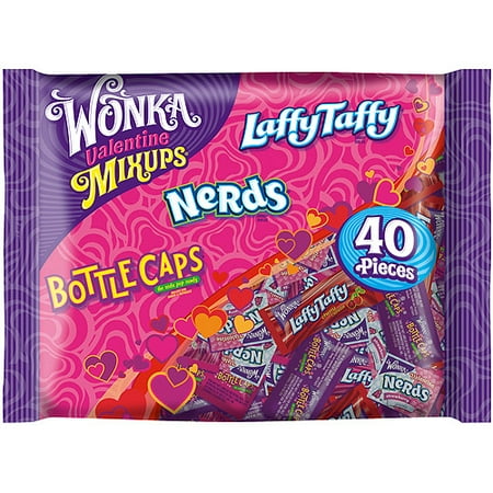 Wonka Bottlecaps, Nerds Valentine, & Laffy Taffy Valentine Mixups Variety Candy Mix, 18.7 Oz., 40 Count