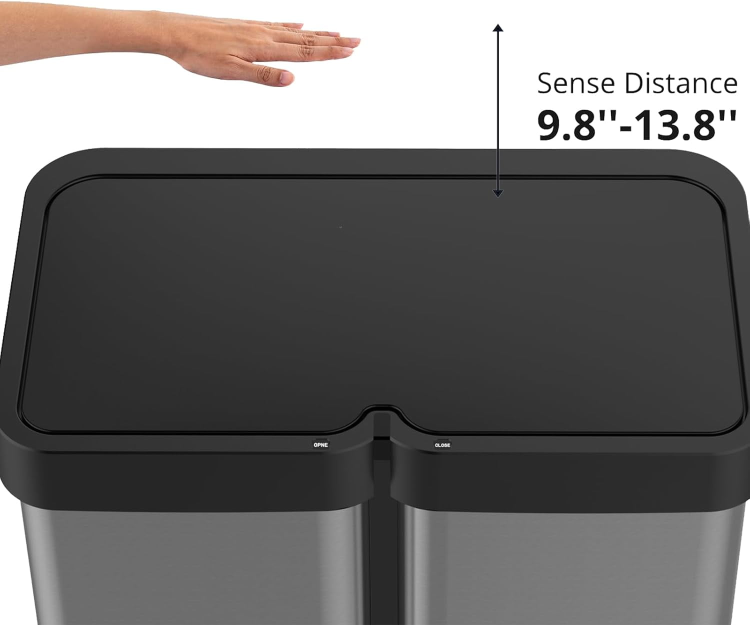 16 Gallon Automatic Trash Can, 30L+30L Stainless Steel Dual Garbage & Recycle Bin, Touchless Automatic Garbage Can, Soft Close Lid, Classified Garbage Can for Kitchen Living Room Office
