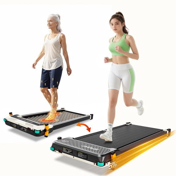 AKLUER Dual-Function Walking Pad with Incline, 2.5 HP Treadmill with Running & Foot Massage, LED Display, Remote Control, 0.6–4.0 MPH, 330 lbs Capacity