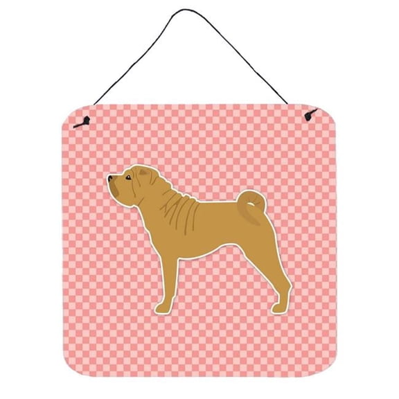 Shar Pei Merry Checkerboard Pink Wall or Door Hanging Prints