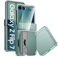 thumbnail image 1 of Vizvera para Samsung Galaxy Z Flip 7 Funda de Teléfono con Tarjetero Bloqueo RFID, Protección de Bisagra Integrada, Protector de Pantalla-verde Claro, 1 of 8