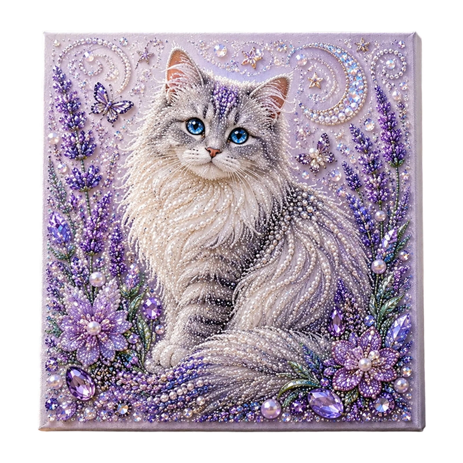 Animal Pearl & Acrylic Diamond Art DIY Kit, 3D Painting for Adults Beginners, Pearl Painting Kit, Pearl Diamond Art for Home Wall (Cat)