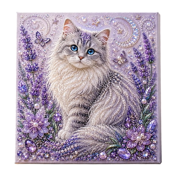 Yardvibe Animal Pearl Art DIY Craft Kit, 3D Diamond Craft Kit for Adults & Beginners, Sparkling Pearl Bead Diamond Dots, Handmade Gem Art Picture for Home Wall Decoration (Cat)
