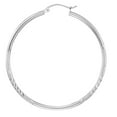 thumbnail image 3 of Wellingsale 2mm 925 Sterling Silver Hinged Diamond Cut Polished Hoop Earrings - 45mm Diameter, 3 of 7