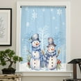 thumbnail image 4 of Winter Blue Snowman Christmas Semi Sheer Curtains Drapes for Living Room, Bedroom, French Doors Window 72 Inches Long, Snowflake Xmas Tree Rod Pocket Chiffon Curtain Drapery Voile Draperies Panel, 4 of 6