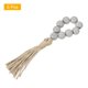 thumbnail image 3 of Uxcell 6Pcs Anillos de Servilleta de Perlas de Madera, Hebillos de Perlas de Madera de Estilo Campestre con Borlas de Cuerda de Yute (Gris), 3 of 6