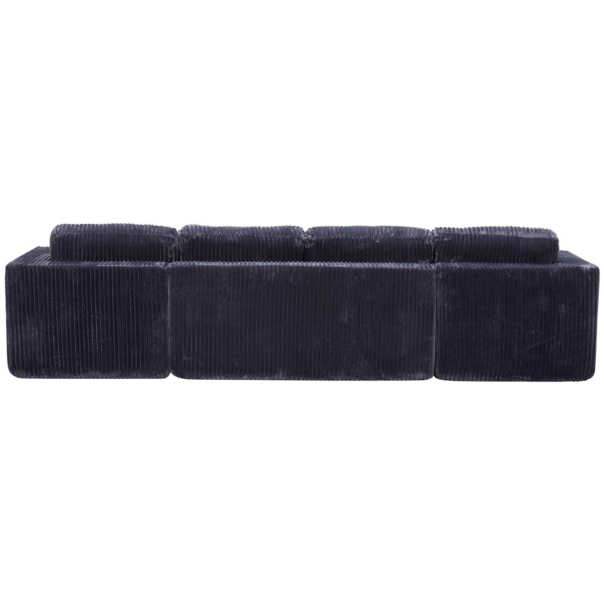 U-Shaped Modular Sectional Sofa with Chaise, Compressed Corduroy Sleeper Couch for Living Room and Bedroom, No Assembly Required, Dark Grey