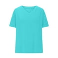 thumbnail image 4 of Summer Oversize Shirts for Womens Fashion V-Neck Short Sleeve Loose Solid Color T Shirt Tunic Shirt Blouse, 4 of 6