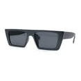 thumbnail image 2 of 80s Simple Square Angular Flat Top Rectangle Pow Sunglasses Carbon Fiber Pattern, 2 of 4