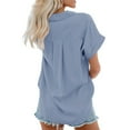 thumbnail image 2 of Womens Button Down Shirts Pocket Cap Sleeve Solid Color Tops, 2 of 3