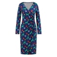 thumbnail image 3 of Vestido con estampado navideño para mujer Vestido de fiesta de año nuevo elegante y ajustado Kuymtek Azul T L para Mujer, 3 of 9