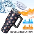 thumbnail image 5 of 40oz Pioneer Flower Floral Print Pattern Insulated Tumbler with Handle, BPA-Free Leak Proof Lid and Straws, Double Wall Vacuum, Hot 12h/Cold 34h, 5 of 6