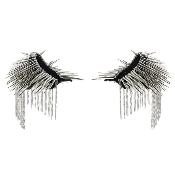 2 uds charretera de borla plateada Hugo gótico Punk remache largo Stud Spike
