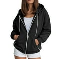 thumbnail image 2 of UAYOTSE Fashion Hoodies Vintage Zipper Oversized Loose Fit Hoodies Women Long Sleeve Solid Jackets Soft Outdoor Sweatshirt(G357-Black,XXL), 2 of 9