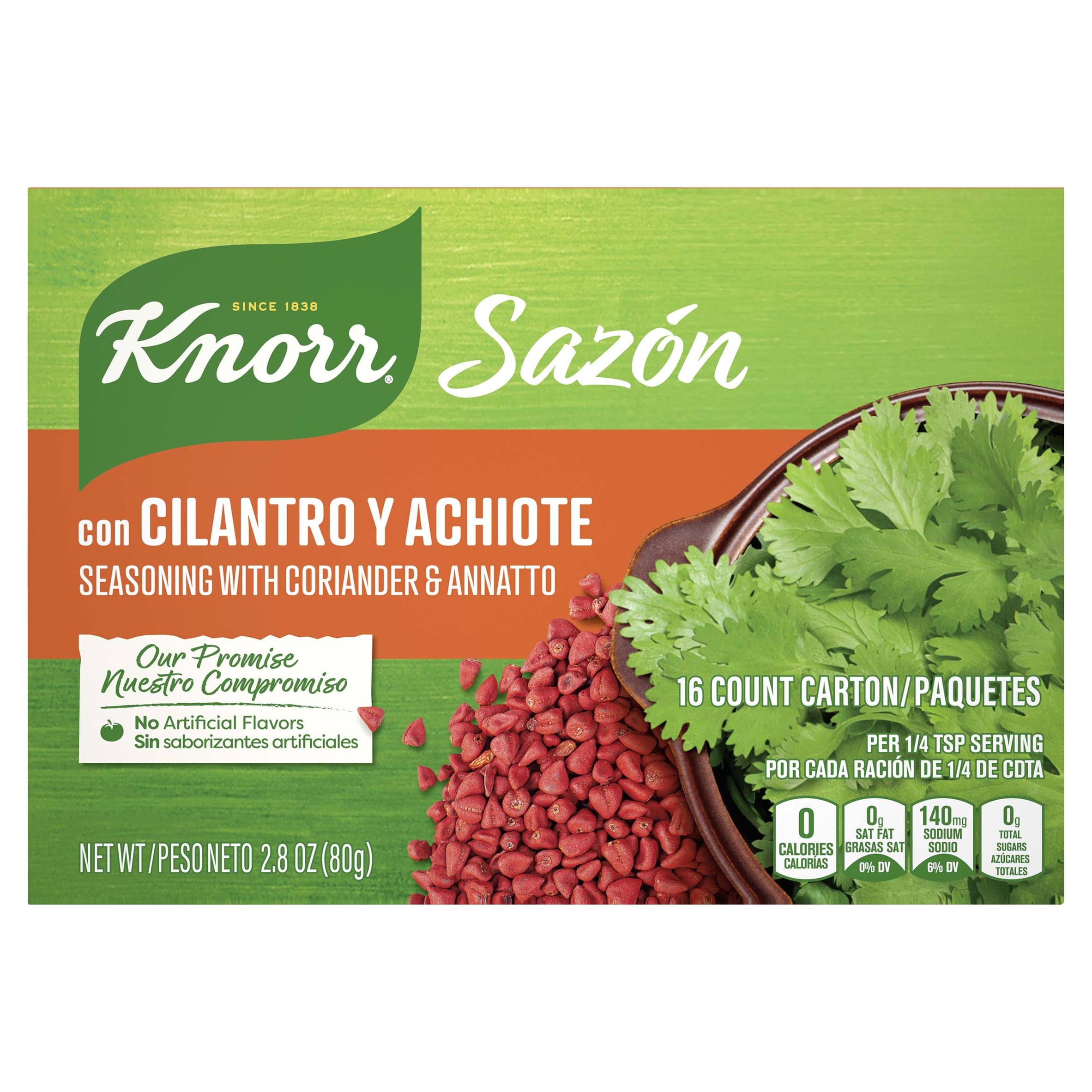 Knorr Sazon Flavorful Seasoning Cilantro and Achiote 2.8 oz, 16 ct