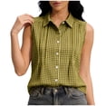 thumbnail image 2 of Linen Blend Short Sleeve Casual Blouse for Women, 2 of 7