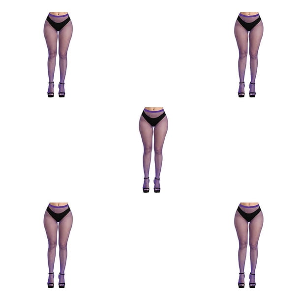 Jumpingount 1 par de medias con tirantes, medias de red transpirables cómodas al tacto para San Valentín, medias altas elásticas Morado oscuro Libro en rústica de red pequeña 5Conjunto